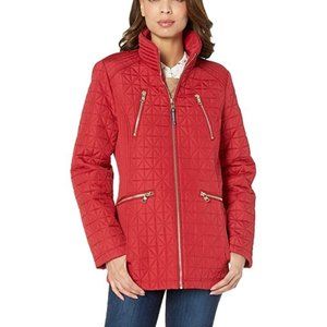 Vince Camuto Red Women's 28" Quilted Full Zip Jacket sz M